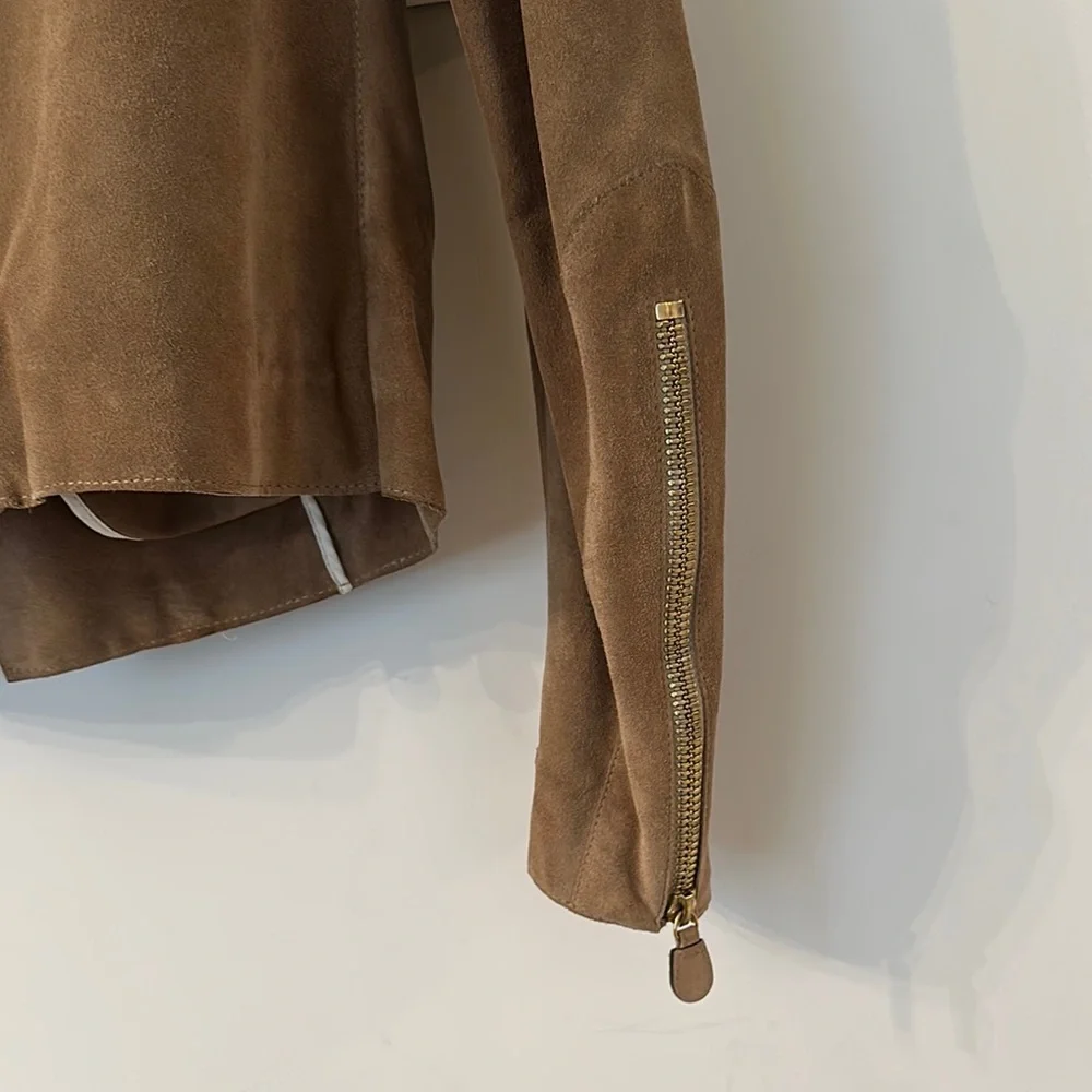 Marni Brown Leather Jacket Asymmetrical Moto Style - Picture 10 of 13